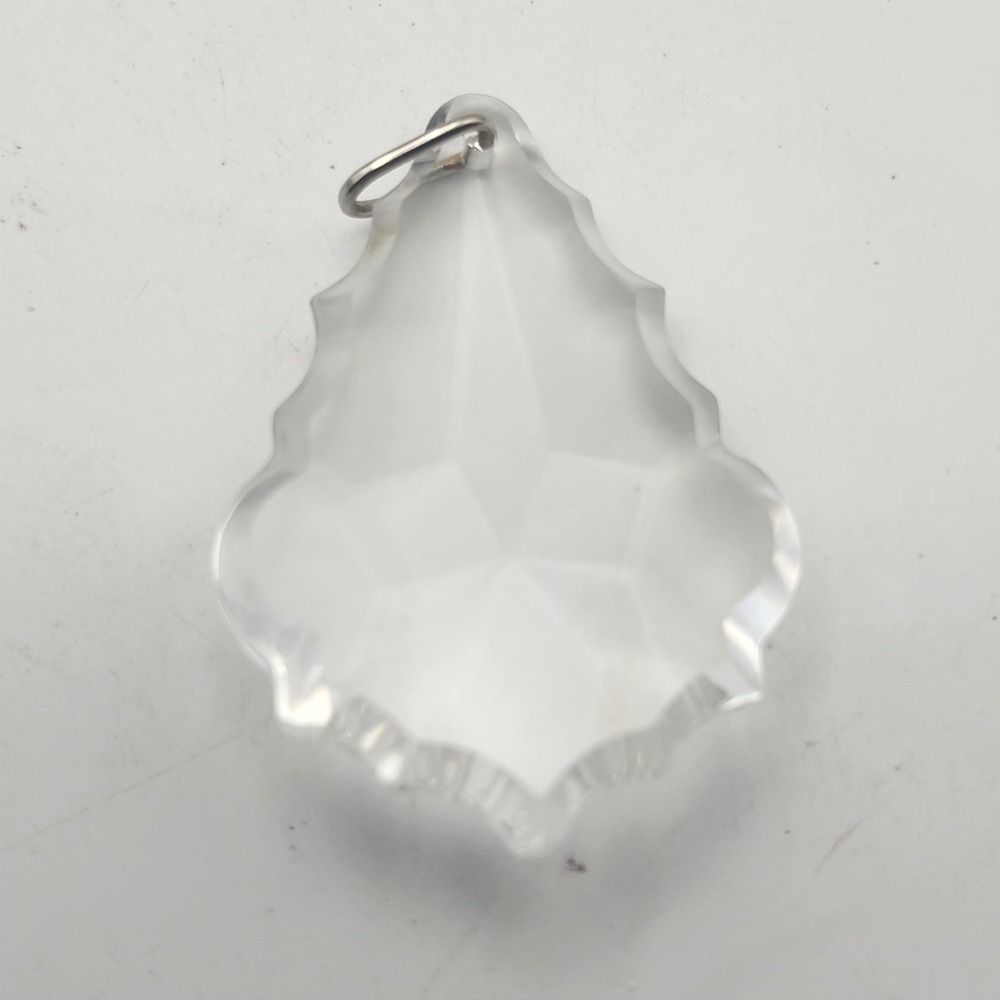 Clear Faceted Glass Chandelier Prism Scalloped Teardrop Pendant Ornate Dangle
